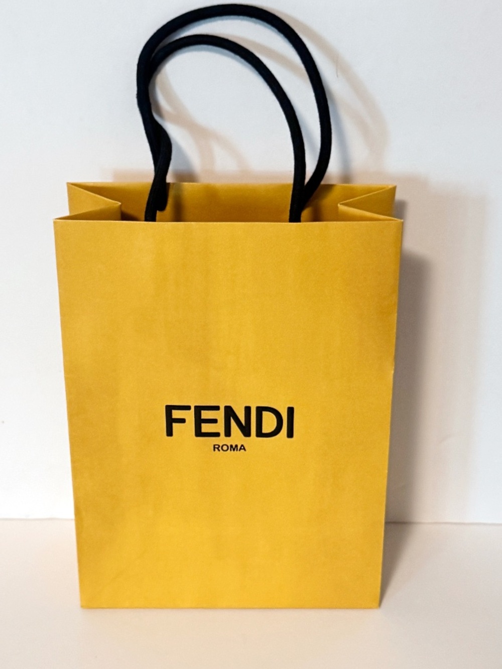 Fendi Roma Yellow Gift Bag + 23” Logo Ribbon
